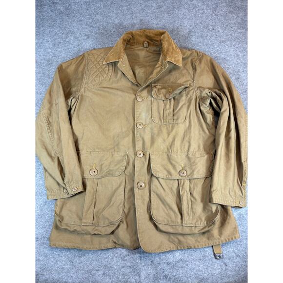 VINTAGE JC Higgins Sears Hunting Jacket Mens Large Brown Duck Canvas Chore Coat - Picture 1 of 8